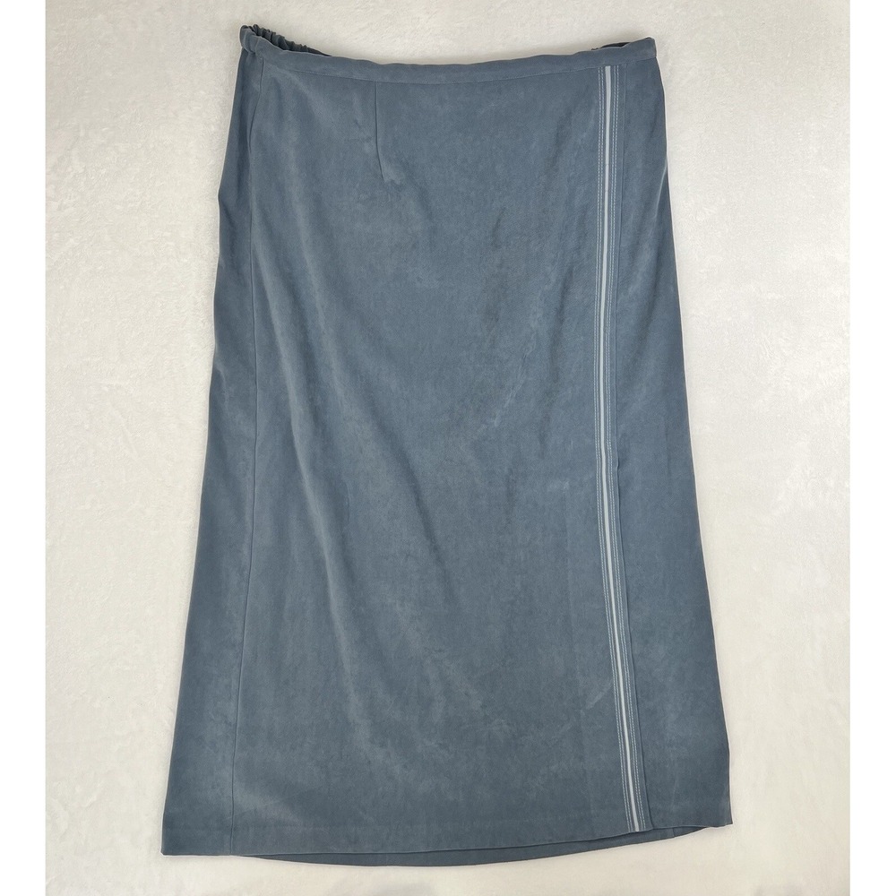 Norton McNaughton Stretch Skirt Faux Suede Light Blue Stitched Slit Size 16w